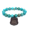 Bright Blue Turquoise Bracelet + Amulet from Thailand with a Buddha | One-of-a-Kind