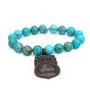 Bright Blue Turquoise Bracelet + Amulet from Thailand with a Buddha | One-of-a-Kind
