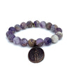 Flower Amethyst Bracelet + Thai Amulet with Buddha | One-of-a-Kind
