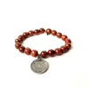 Orange Goldstone Bracelet + "50" Vintage Foreign Coin | One-of-a-Kind