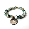 Tree Agate Bracelet with a Vintage Foreign Coin | One-of-a-Kind