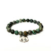 African Turquoise Bracelet with a Sterling Silver Route 66 Charm