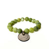Olive Green Jade Bracelet with a Vintage Foreign Coin | One-of-a-Kind