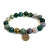 Fancy Jasper Bracelet with a Sterling Silver Mom Charm | One-of-a-Kind