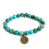 Turquoise Bracelet with a Sterling Silver "Aloha" Charm | One-of-a-Kind