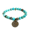 Turquoise Bracelet with a Vintage Foreign Coin | One-of-a-Kind