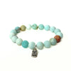 Amazonite Bracelet with a Silver Owl Charm | One-of-a-Kind