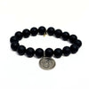Matte Onyx Bracelet + Silver Om Charm