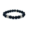 Matte Onyx Bracelet with Silver Rings