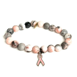 Pink Zebra Jasper Bracelet | Pink Awareness Ribbon