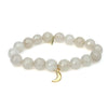 Rose Quartz Bracelet + Gold Crescent Moon Charm