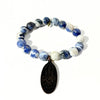 Denim Sodalite Bracelet + Thai Amulet with a Buddha | One-of-a-Kind