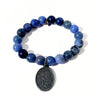 Matte Sodalite Bracelet + St. Anthony Medallion | One-of-a-Kind