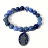 Matte Sodalite Bracelet + St. Anthony Medallion | One-of-a-Kind