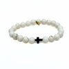 Matte White Turquoise Bracelet + Hematite Cross