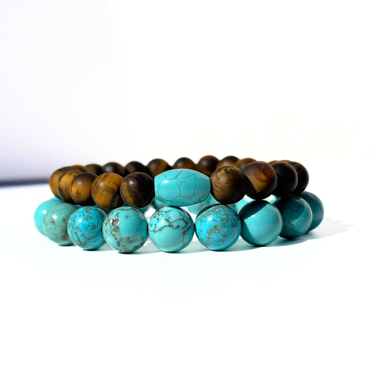 Protection Stack | Blue Turquoise + Tiger Eye Bracelets | Infinite Warrior