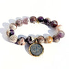 12mm Flower Amethyst Bracelet + Gold and Silver Coin