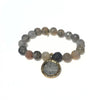 Dragon Vein Agate Bracelet + Gold Wrapped Silver Coin