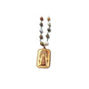 Botswana Agate Rosary Necklace + Copper Brass Amulet