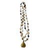 Layered Botswana Agate Rosary Necklace + Golden Brass Amulet
