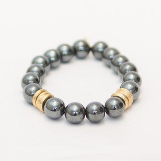 Gunmetal Hematite Bracelet | Gold Rings