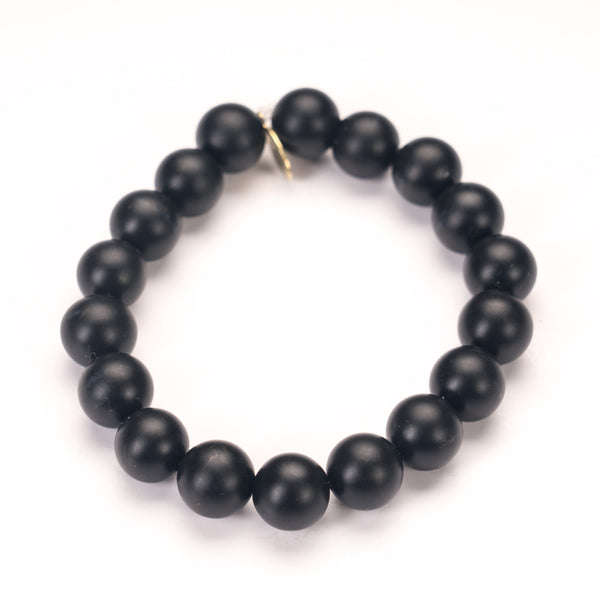 【AEKKI】Winner Onyx Natural Stone Bracelet (約6mm) Natural Ned 6mm Round Gemstone Bracelet Black Onyx – STEEL