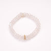light pink rondel mystic rose quartz bead bracelet with single gold ring