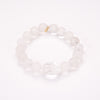 matte frosty clear quartz crystal bead bracelet with a faceted clear quartz center stone